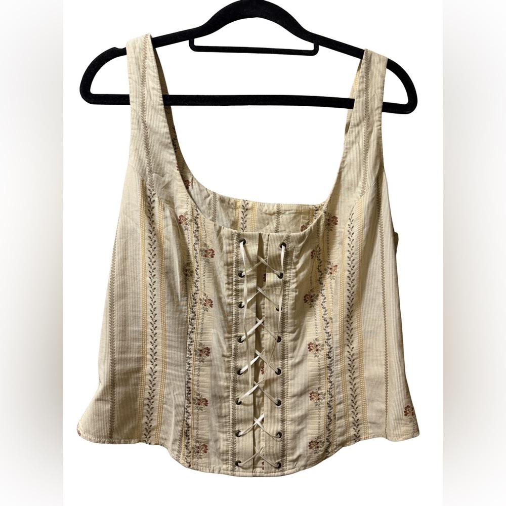 Oasis Vintage Lace Up Corset Style Top